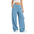 thumbnail image 2 of BXJX Womens Sweatpants, Elastic Waist Running Straight Leg Casual Athletic Pants with Pockets Light Blue Size 2XL, 2 of 9