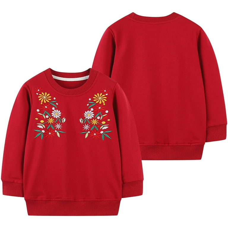 Embroidered Flower Round Neck Long Sleeve Sweatshirt Embroidered Flower Round Neck Long Sleeve Sweatshirt