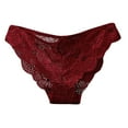 thumbnail image 3 of CFLVAEK Hollow Lace Panites for Women Breathable Low Cut Briefs Underwear Cute Bow Tie Panty Elegant Lace Underpants Wine XL, 3 of 9