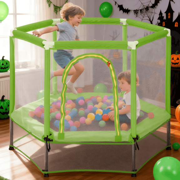 EUROCO 55" Mini Trampoline with Safety Enclosure Net, 4.5FT Indoor & Outdoor Toddler Trampoline with No-Gap Design, Small Trampoline for Kids Easy to Assemble