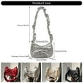 thumbnail image 3 of Trendy Pleated Bowknot PU Leather Shoulder Handbag Elegant Zippered Ruched Underarm Bag Purse for Students and Women, 3 of 9