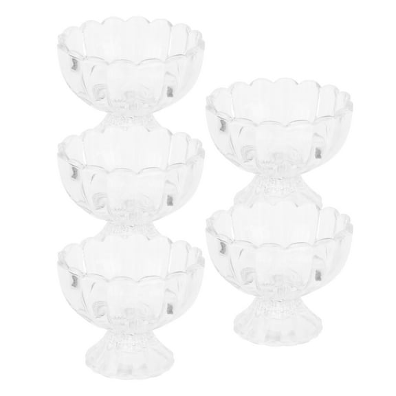 MERRYHAPY Set of 5 Transparent Lotus Glass Ice Cream Cups for Dessert and Drinks Bowls