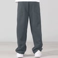 thumbnail image 4 of Boys Pants Straight Wide Leg Athletic Sweatpants Baggy Drawstring Lightweight Pockets Open Bottom Gray-A, 4 of 6