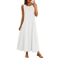thumbnail image 2 of Uootdi Robes Maxi pour Femmes Col Rond Sans Manches Robes Amples avec Poches Décontractées Longues Robes d'Été pour la Plage Cadeau, 2 of 8
