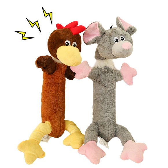 2PCS Dog Chew Toy Plush Turkey Rat Dog Teething Toy Pet Sound Toy for Puppies