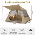 thumbnail image 2 of Zimtown 2-4 People Inflatable Tent with Hand Pump for Camping, Easy Setup Air Glamping Tents with Extra Canopy, Camping Tent for Family, Khaki, 2 of 13