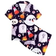 thumbnail image 4 of JIAYUE Girls Halloween Pajamas Elegant Adorable Print With Buttons Notch Collar Cozy Short Sleeve Tops And Shorts Sleepwear Set Casual Loose Home Sleep Lightweight Loungewear,10-11 Years, 4 of 8