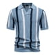 thumbnail image 1 of Ceisia Vertical Stripe Knit Top Men's Slim Fit Short Sleeve Casual Shirt Light Blue L Gifts, 1 of 5