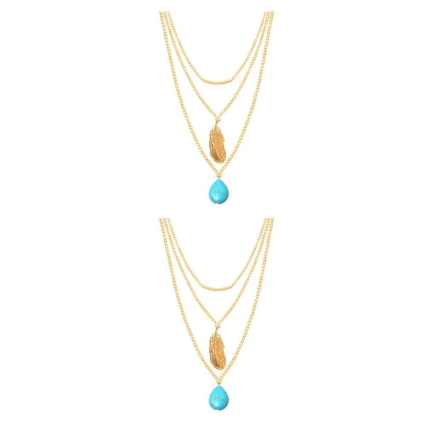 Guardurnaity Collar de cadena de moda, joyería turquesa ajustable delicada, collares largos elegantes y resistentes para el Día de San Valentín Type1 NO1