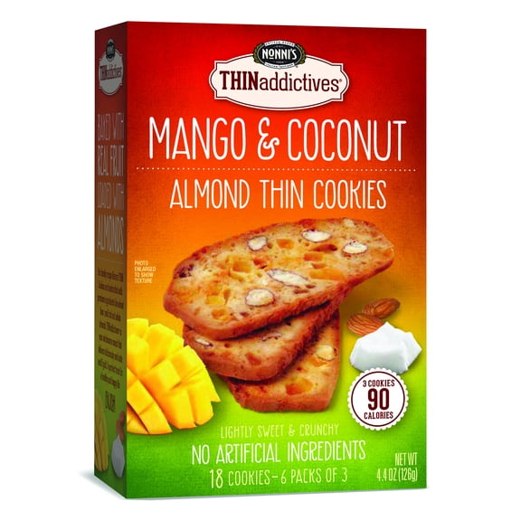Nonni's Thinaddictives Mango Coconut Almond Thin Cookies, 4.4 Oz., 6 Count