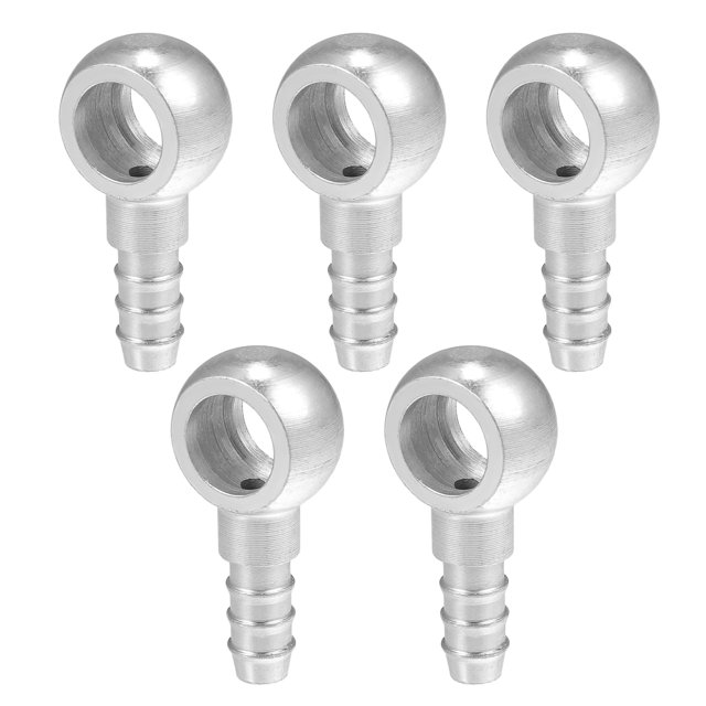 14 mm ID 10 mm OD Banjo Bolt Manguera Barb Accesorios Universal Banjo Fitting Fuel Line Adaptador Conector para motocicleta Coche Tono plateado - Paquete de 5