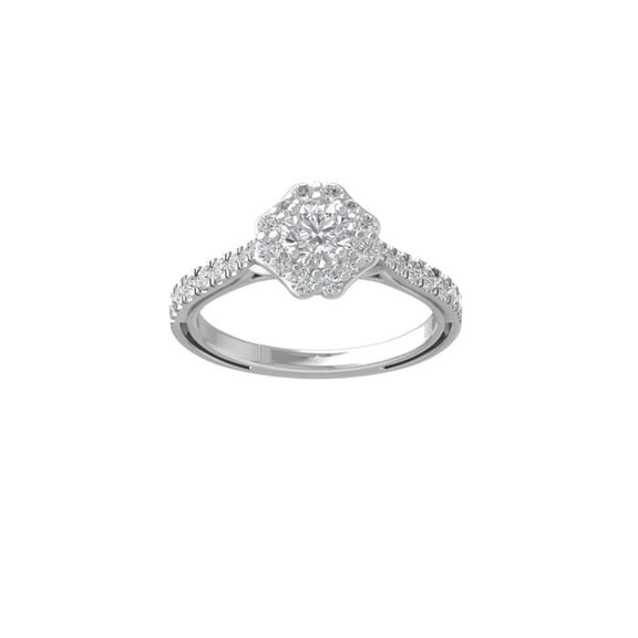 ARAIYA FINE JEWELRY 10K White Gold Diamond Halo Engagement Ring (1 cttw, I-J Color, I2-I3 Clarity) Size 7