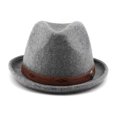 thumbnail image 4 of vlrwzc Grey Classic Bowler Hat, Vintage Round Top Derby Hat for Party and Daily Use, 4 of 7