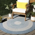 thumbnail image 3 of SAFAVIEH Braided Kent Geometric Machine Washable Reversible Area Rug, Blue/Aqua, 3' x 3' Round, 3 of 13