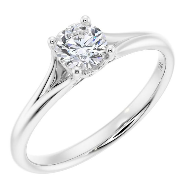 PEORA Lab Grown Diamond Sweetheart Engagement Ring in 14K White Gold, 0.50 Carat, Round Brilliant, F-G Color, VS Clarity, Size 7