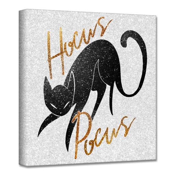 Crafted Creations Gray and Black 'Hocus Pocus' Canvas Halloween Wall Art Decor 12" x 12"