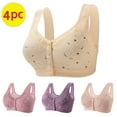 thumbnail image 2 of XMMSWDLA 4pack Everyday Sleep Bras - Nature Cotton Soft Cup Wireless Front Snap Close Bras Padded Bras for Women Girls Sports Bra, 2 of 7