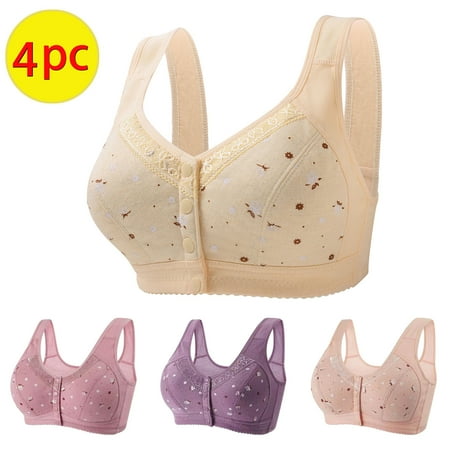 Dazajoo 4pcs Women s Plus Size Push Up Bras Solid Color Bra and Lingerie Underwear With Steel Rims Breatthe Comfy Bra for Women Deals Today Khaki M