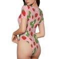 thumbnail image 3 of Daiia Strawberries print Women's Crew Neck Short Sleeve Bodysuit Fashion Tops Fit Casual Basic Extender Bodysuit-Large, 3 of 9