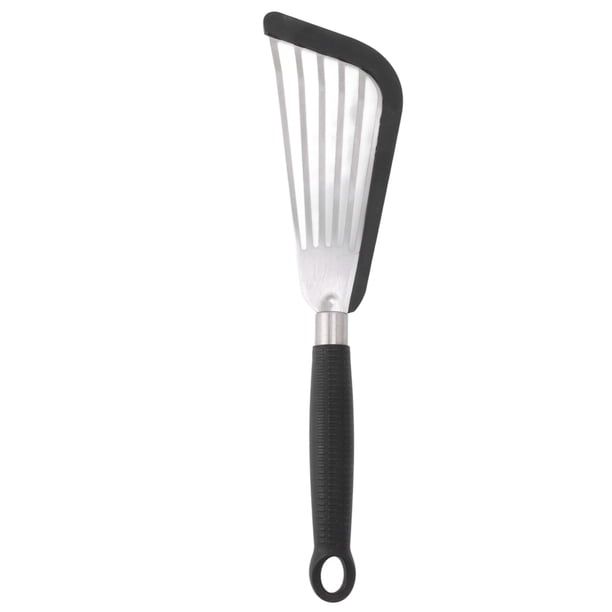 Espátula de silicona para pescado con ranuras de acero inoxidable y revestimiento antiadherente para freír carne, huevos y más.