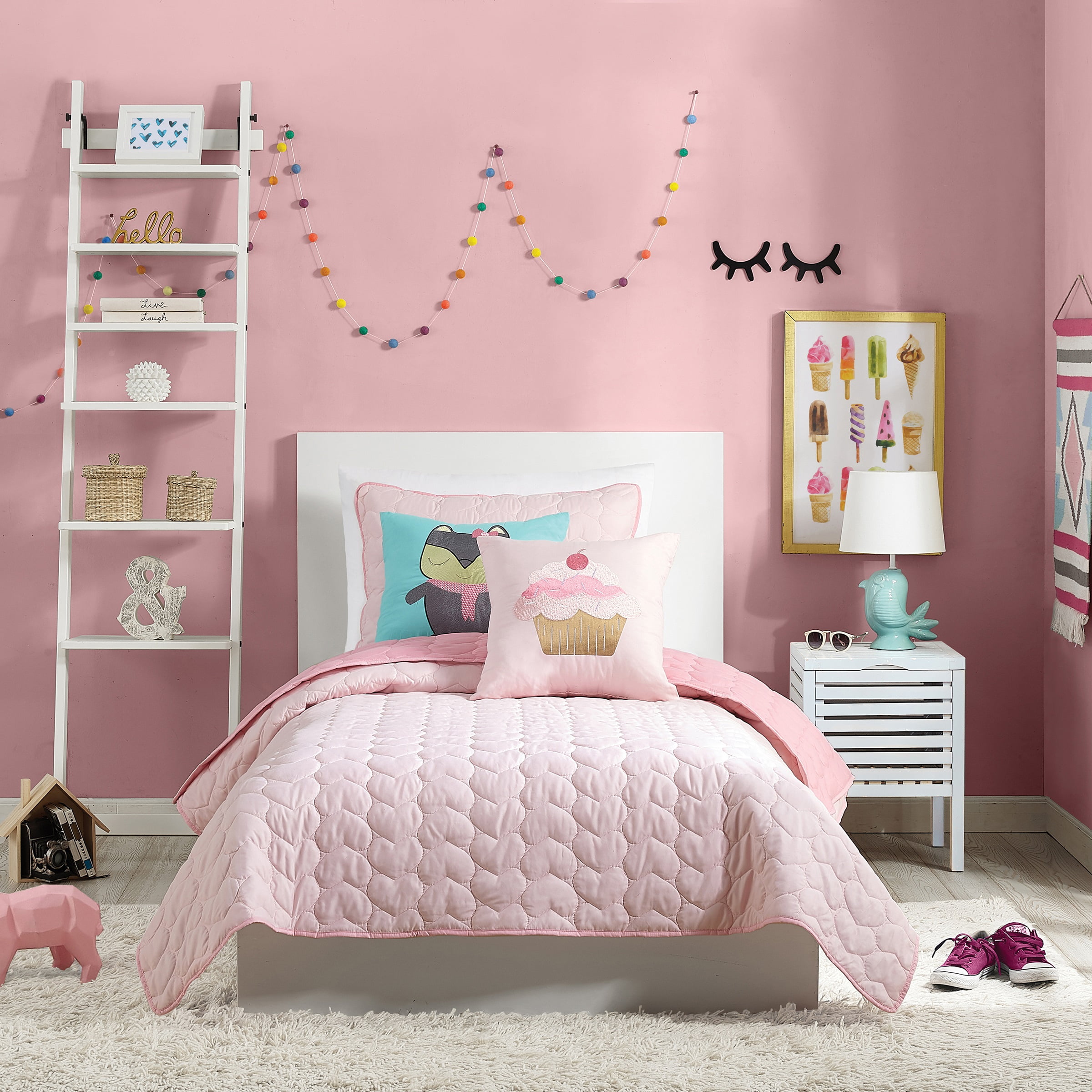 Urban Playground Helaine 2-Piece Pink Solid Quilt Set, Twin