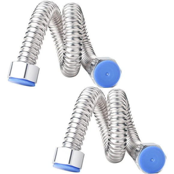 2 Pieces G1/2" x G1/2" Flexible Hoses, 10CM Stainless Steel Corrugated Drain Hose for Water Heater Plumbing Connector Bathroom Pipe Hot Water Tube