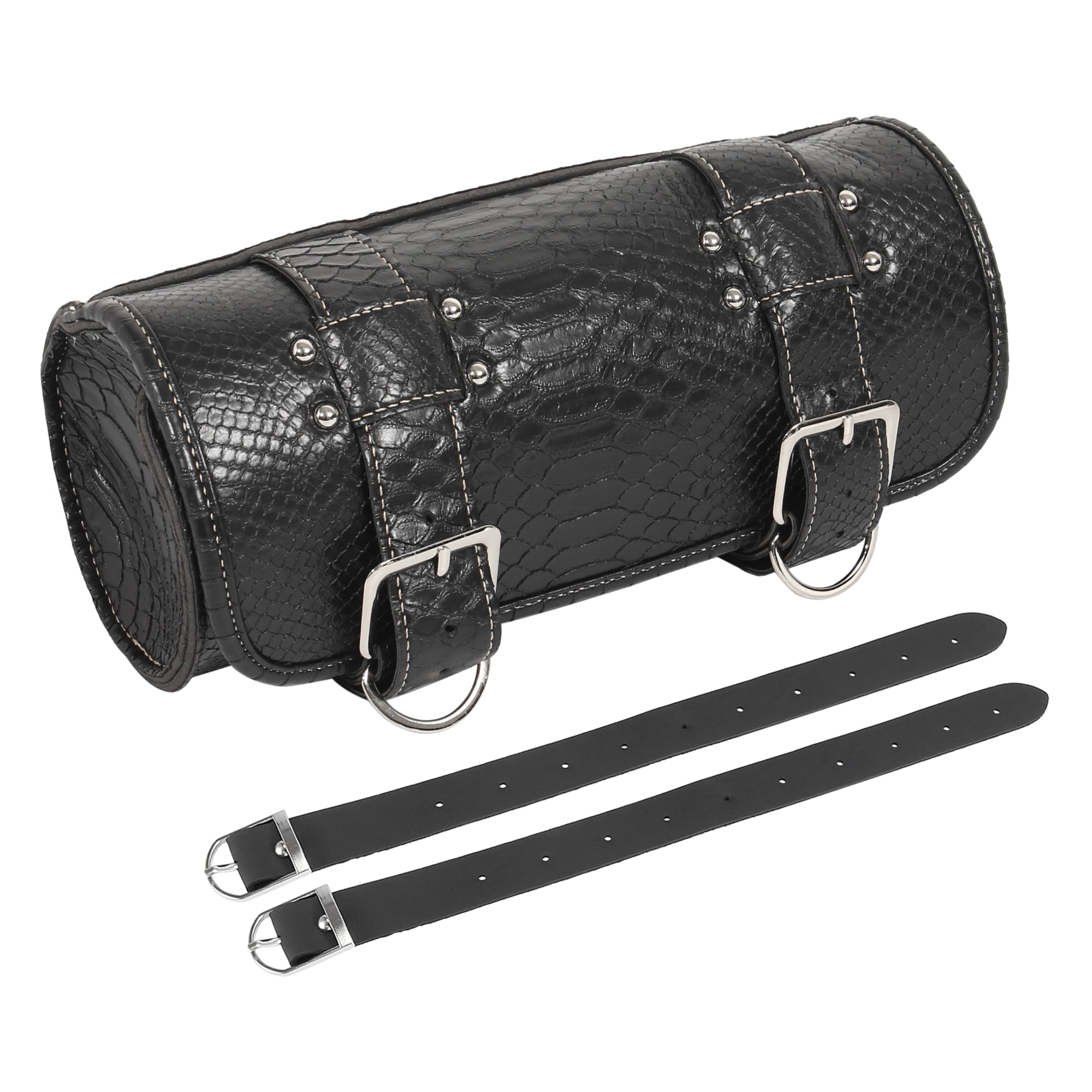 Universal Handlebar Tool Bag Cycling Barrel Roll Bag for Motorbike Waterproof Faux Leather