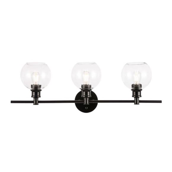 Living District Collier Industrial Mid-Century Modern 3 Light LED E26 Black Clear Glass Wall Sconce