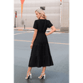 thumbnail image 3 of Vestido Negro de Larga con Cuello en V, Plisado y Mangas Abullonadas, Talla S, 3 of 4