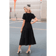 thumbnail image 3 of Vestido Negro de Larga con Cuello en V, Plisado y Mangas Abullonadas, Talla S, 3 of 4