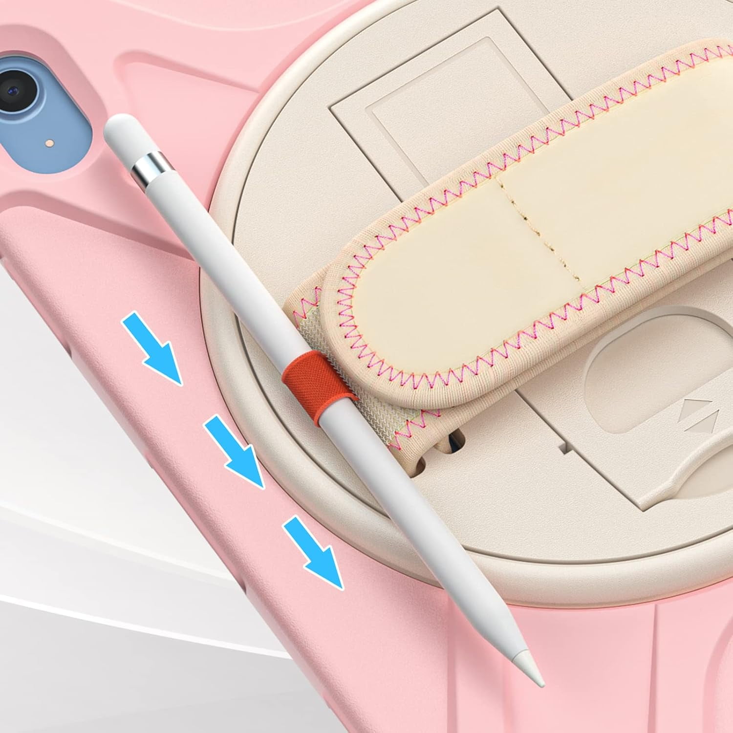 ZenRich Shockproof Case for iPad 11th (A16)/iPad 10th Generation 10.9 inch 2025/2022, Heavy Duty Rugged Case with Pencil Holder/360° Rotating Kickstand/Handle/Carrying Strap, Pink
