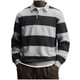thumbnail image 2 of Ceisia Men's Contrast Wide-Stripe Polo Shirt | Stretchy Relaxed Long-Sleeve Casual Top Gift, 2 of 5