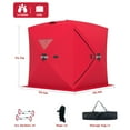thumbnail image 2 of Portable Ice Fishing Tent Spacious 3 to 4 Person Pop-Up Ice Shack for Winter Fishing Ice Fishing Shelter with Oxford Fabric, Cotton Padding, Red, 2 of 8