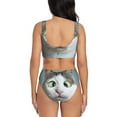 thumbnail image 3 of Kdxio Funny Cat Print Women's 2 Piece High Waisted Wrap Spaghetti Strap Summer Swimsuit Bikini Set-X-Large, 3 of 7