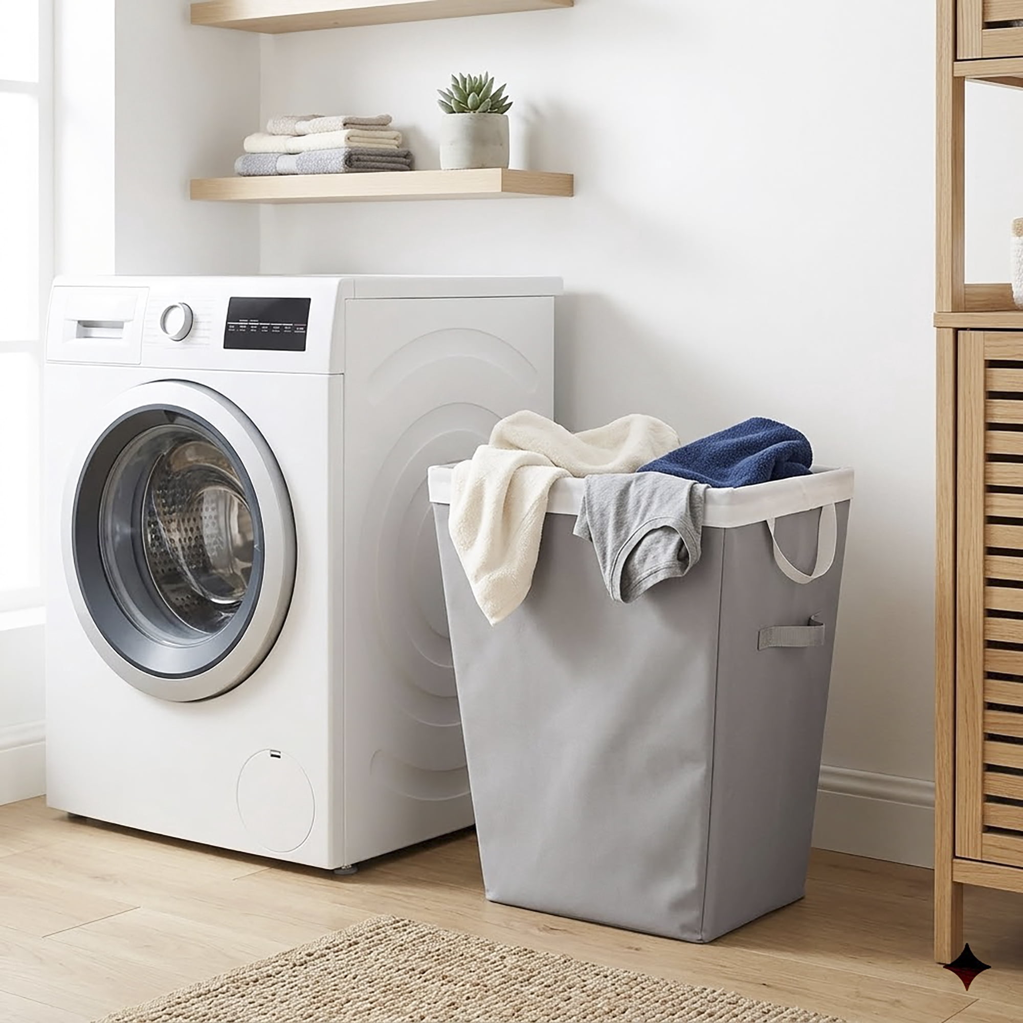 (2 pack) Mianstays Polyester Laundry Hamper with Removable Liner, Slim Rectangle with Carrying Handles, Gray