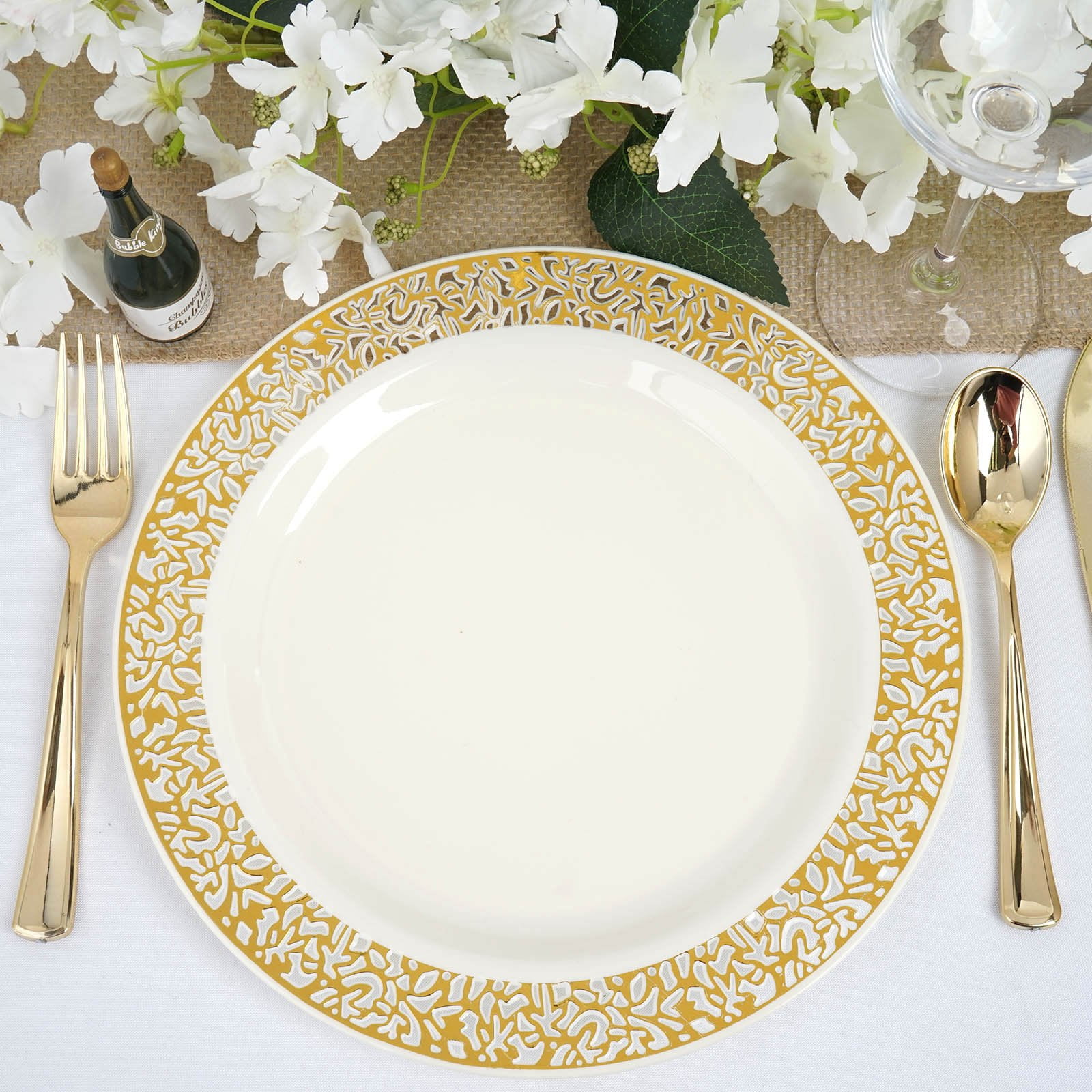 Efavormart 10 Pack - 10" Ivory Round Disposable Plastic Dinner Plates ...