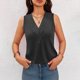 thumbnail image 5 of Camisetas para mujer,Camiseta plisada con cuello en V para mujer, top informal sin mangas, poliéster suave, largo regular, ideal para todas las estaciones, sopatenor, 5 of 9