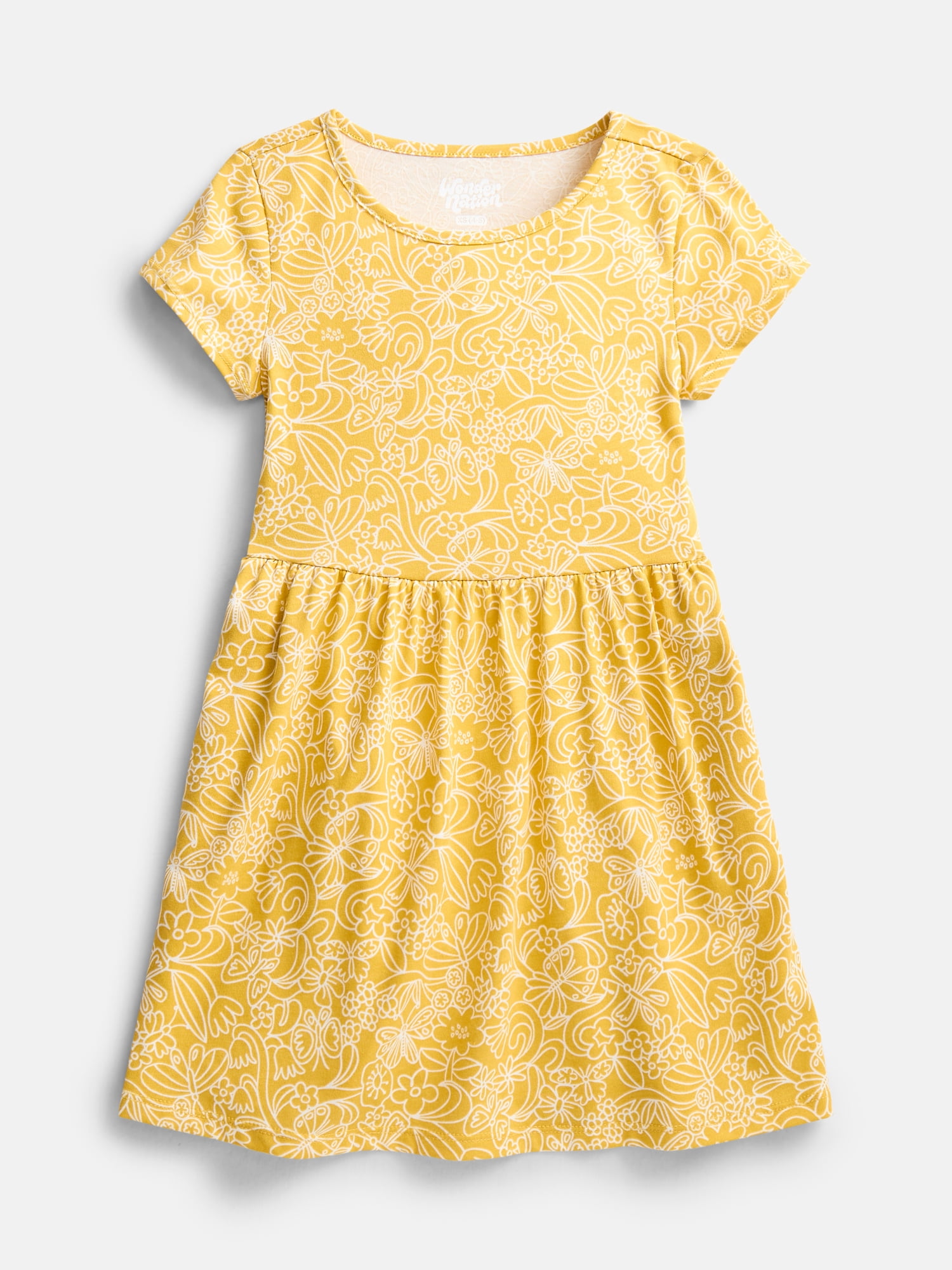 Wonder Nation Little Girls and Big Girls Play Dress with Short Sleeves, 2 Pack, Sizes XS-XXL