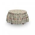 thumbnail image 3 of Cactus Ottoman Cover, Succulent Haworthia Opuntia, 2 Piece Slipcover Set with Ruffle Skirt for Square Round Cube Footstool Decorative Home Accent, Standard Size, Champagne Peach, by Ambesonne, 3 of 5