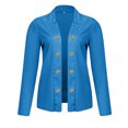thumbnail image 5 of Dazajoo Gold Button Blazer Women Notch Lapel Single Breasted Blazers Casual Open Front Office Work Suit Jacket,Blue,XXXXL, 5 of 6