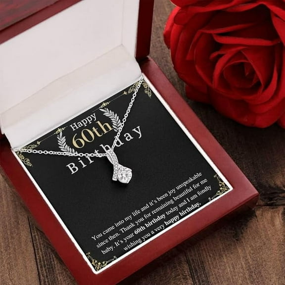 Alluring Necklace on 60th Birthday Gifts For Women, Birthday Gift from men with Personalize heart touching Message Card