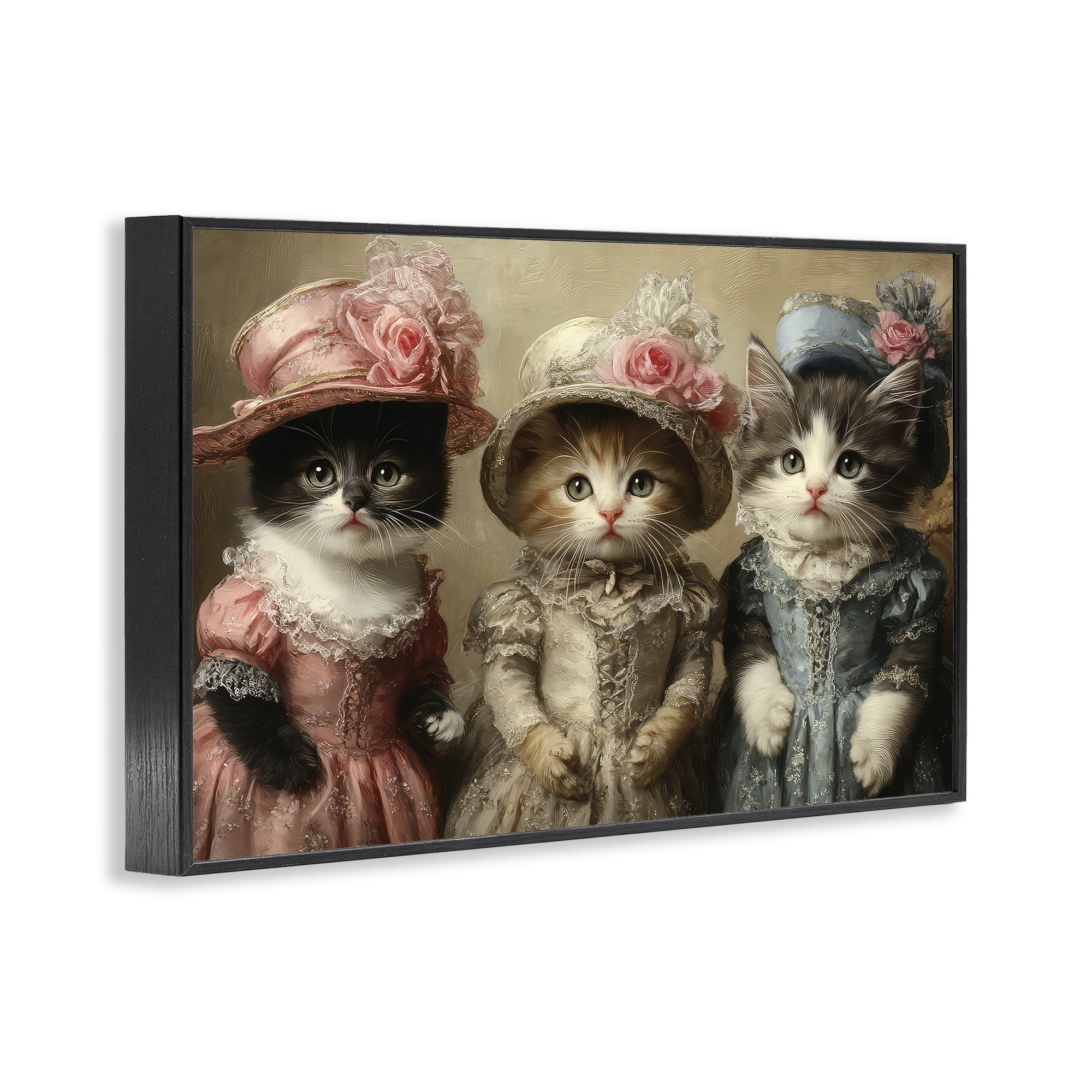 Stupell Industries Vintage Dress Cats Black Framed Giclee Art, design by The Wands Want