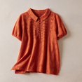 thumbnail image 3 of Mittory Boho Embroidered Tops for Women Summer Cotton Linen Peasant Blouses Short Sleeve Bohemian Shirts, 3 of 8