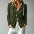thumbnail image 2 of Azrian Women’s Hooded Knit Button Front Cardigan, Long Sleeve Knit Jacket Sizes S-2XL, 2 of 9