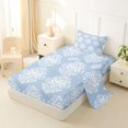 thumbnail image 2 of jejeloiu Soft Damask Twin Sheets For Girls,Delicate Floral Bedding,Light Blue White,3pcs,1 Fitted Sheet and 1 Pillowcase, 2 of 6