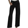 thumbnail image 2 of Wutalume High Waisted Jeans for Women Rhinestone Embellished, Straight Wide Leg Sparkly Denim Pants for Party & Evening Outfits,Black L, 2 of 6