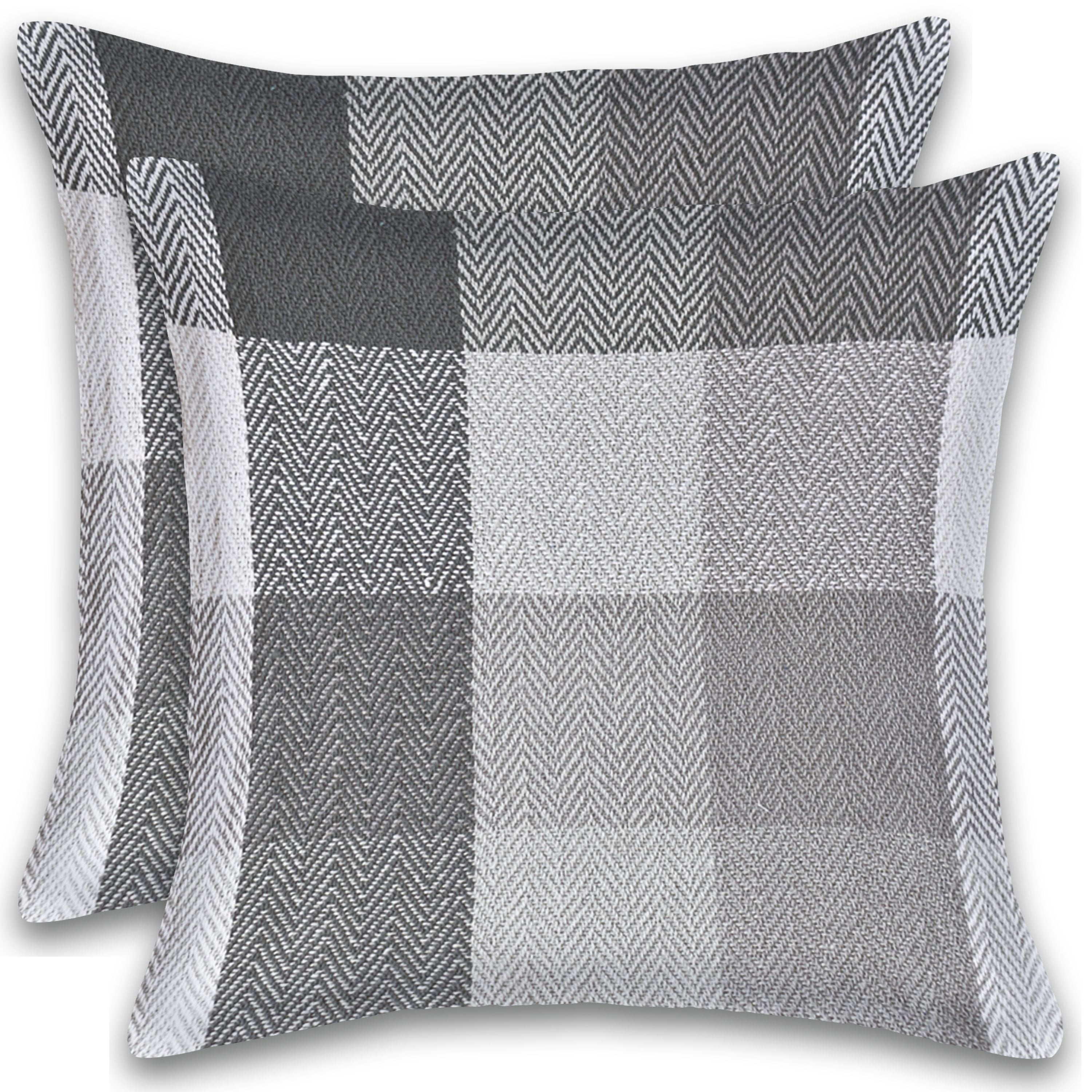 Fabstyles Herringbone Check Cushion Set of 2 with Poly-Insert Included