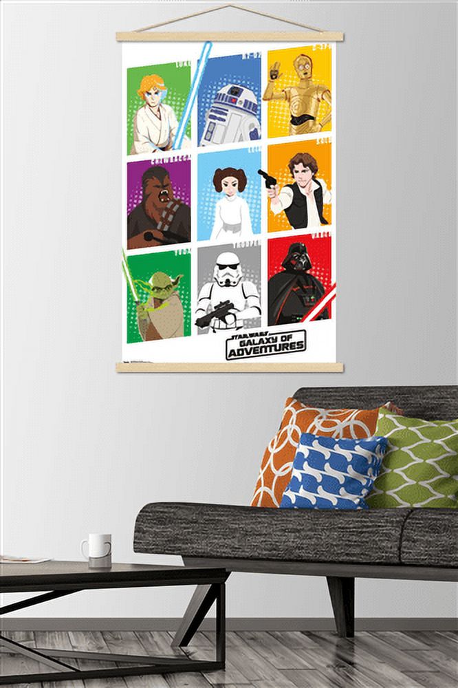 Star Wars: Saga - Galaxy Grid Wall Poster with Wooden Magnetic Frame, 22.375" x 34"