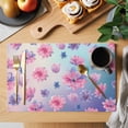 thumbnail image 2 of Placemats Set of 6, Spring Floral Woven Placemat, Linen Place Mats for Kitchen/Dining Tables, Purple Pink Blue Flower Botanical Ombre Washable Table Mats for Party, 2 of 8