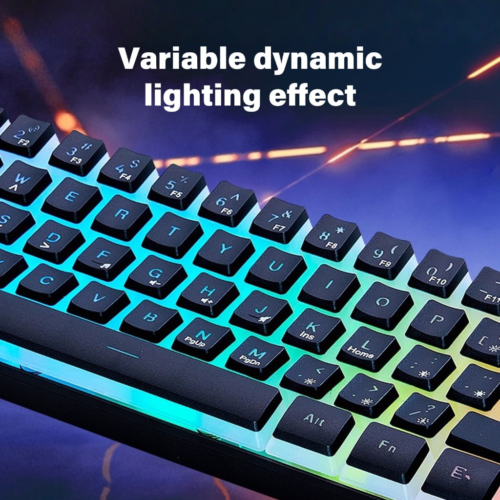 Mechanical Gaming Keyboard LED Backlit Keycap Keyboard 61 Keys Corded Computer Keyboards for Laptop PC Office Work